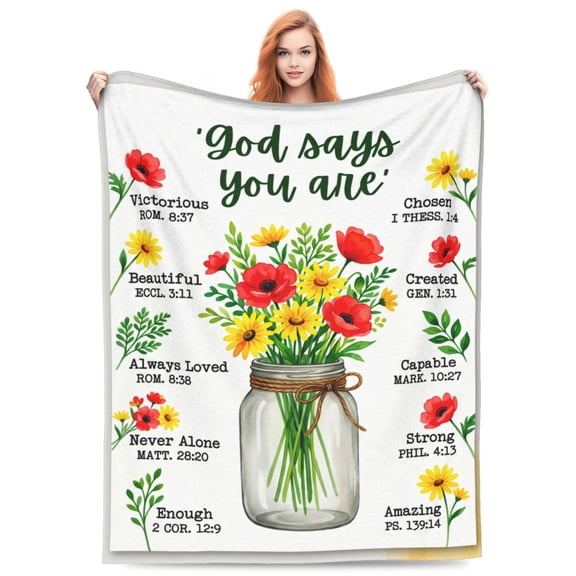 Christian Throw Blanket, Bible Verse Throw Blanket, Religious Faith Design, Soft Cozy Blanket for Adults Women 50x40