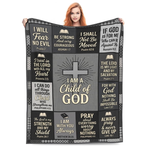 Christian Throw Blanket, Bible Verse Throw Blanket, Religious Faith Design, Soft Flannel Cozy Blanket 50x40