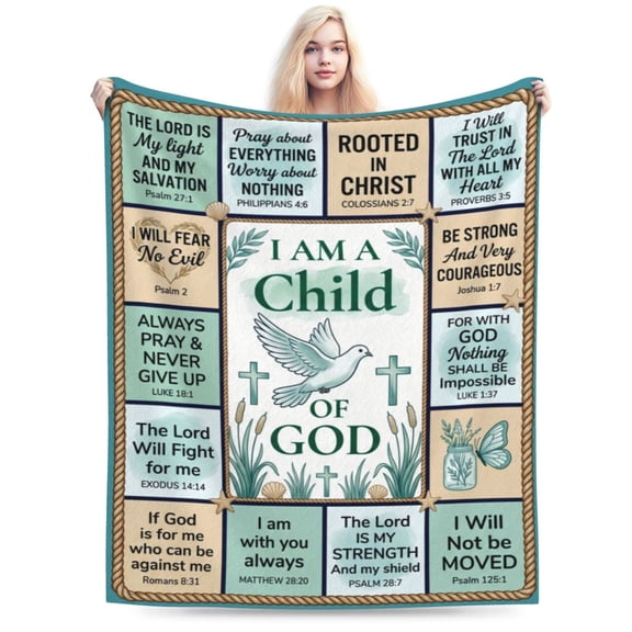 Christian Throw Blanket, Bible Verse Throw Blanket, Religious Faith Design, Soft Flannel Cozy Blanket with Inspirational Christian Message 50x40