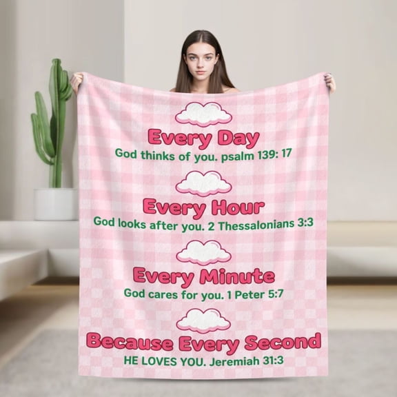 Christian Throw Blanket, Bible Verse Throw Blanket, Religious Inspirational Faith Design, Soft Cozy Blanket for Women Men Gift 50x40