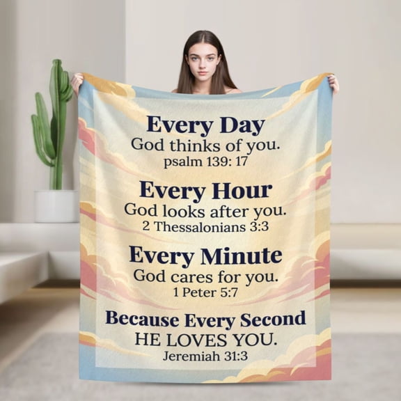 Christian Throw Blanket Flannel Bible Verse Inspirational Pattern Warm Cozy Home Decor for Couch and Bed 50x40