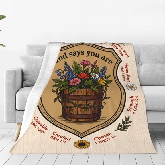 Christian Throw Blanket, Flannel Bible Verse Pattern, Religious Inspirational Design, Soft Warm Cozy, All Season Blanket 50x40