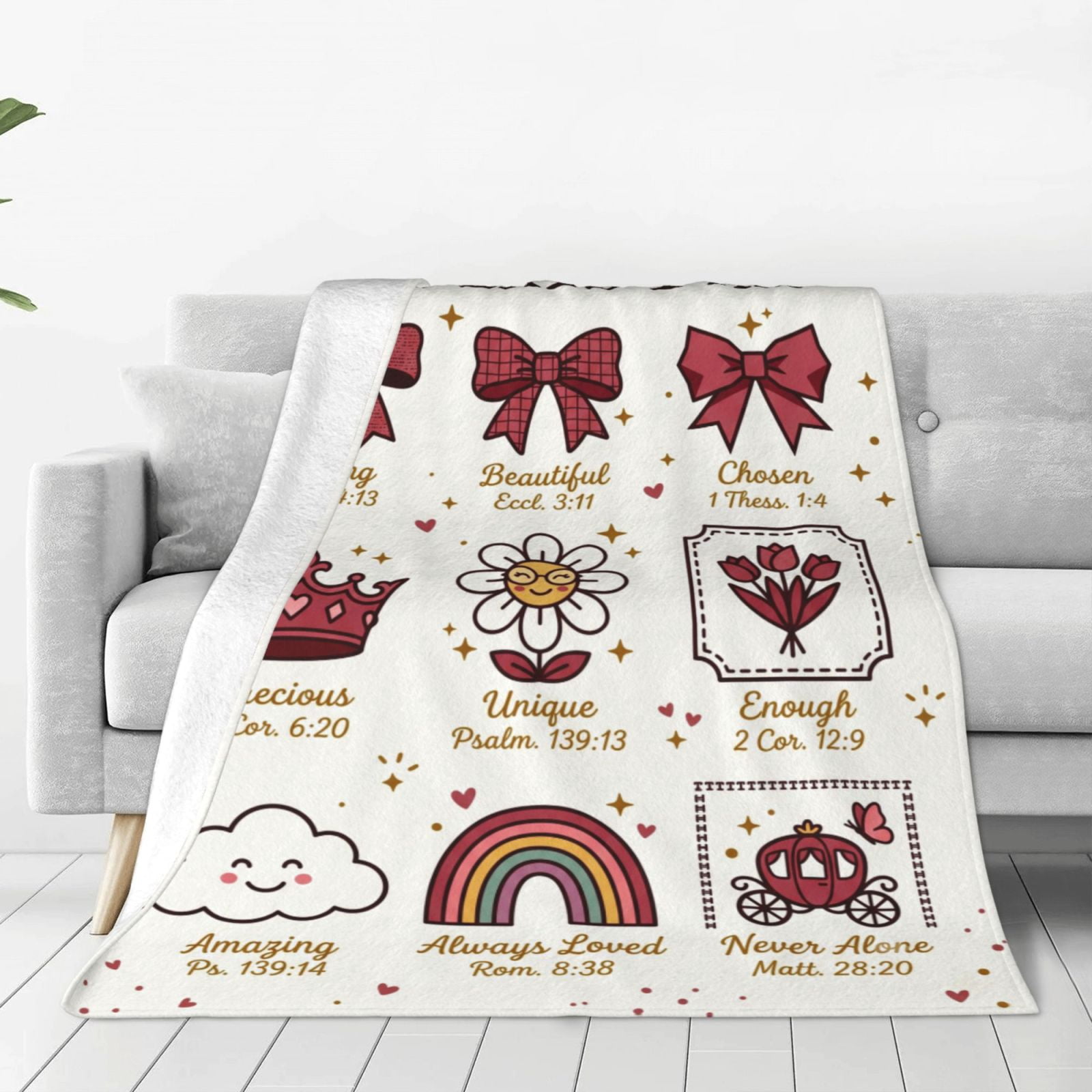 Christian Throw Blanket, Flannel Bible Verse Scripture Prayer Pattern ...