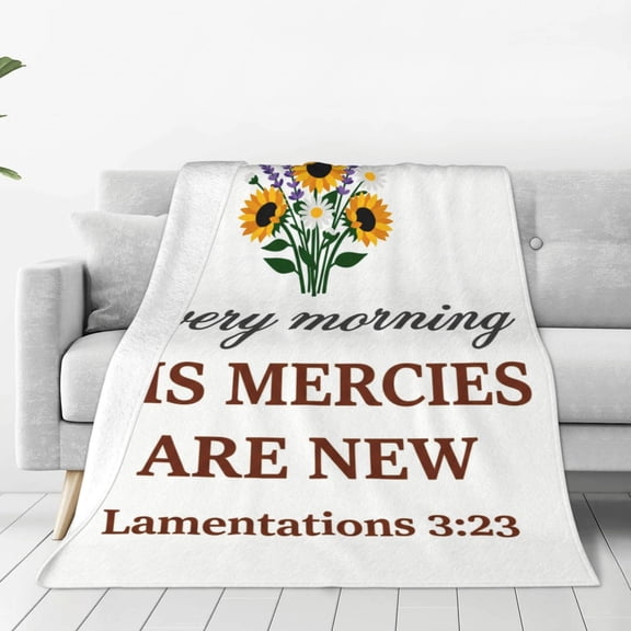 Christian Throw Blanket, Flannel Boho Floral Bible Verse Pattern Soft Warm Cozy All Season Blanket 50x40