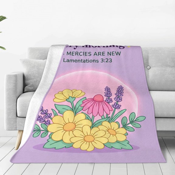 Christian Throw Blanket, Flannel Boho Floral Bible Verse Pattern Soft Warm Cozy All Season Blanket 50x40