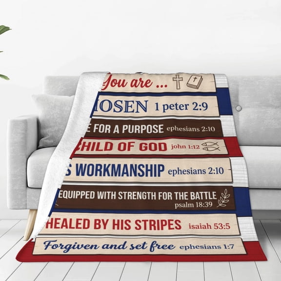 Christian Throw Blanket Flannel Religious Bible Verse Pattern Warm Cozy Home Decor for Couch and Bed 50x40