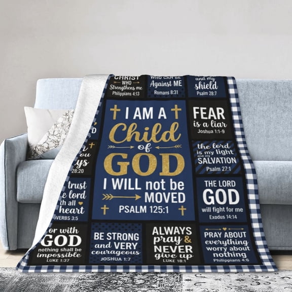 Christian Throw Blanket Flannel Religious Catholic Spiritual Pattern Decorative Warm Cozy Home Decor For All Seasons 50x40
