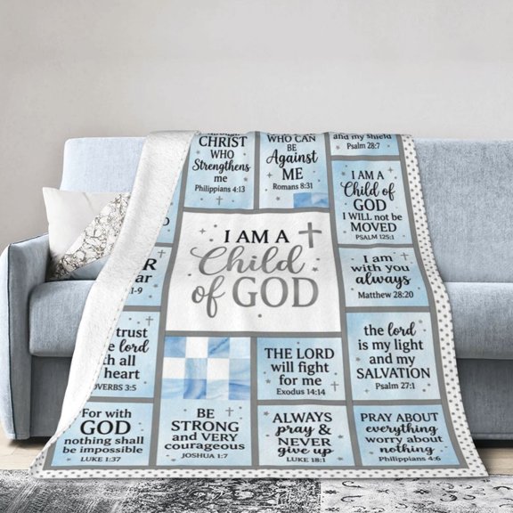 Christian Throw Blanket Flannel Religious Catholic Spiritual Pattern Decorative Warm Cozy Home Decor For All Seasons 50x40