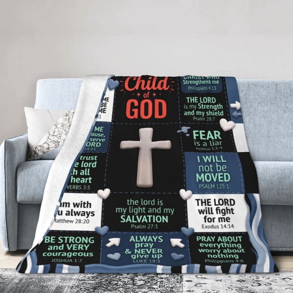 Christian Throw Blanket Flannel Religious Catholic Spiritual Pattern Decorative Warm Cozy Home Decor For All Seasons 50x40