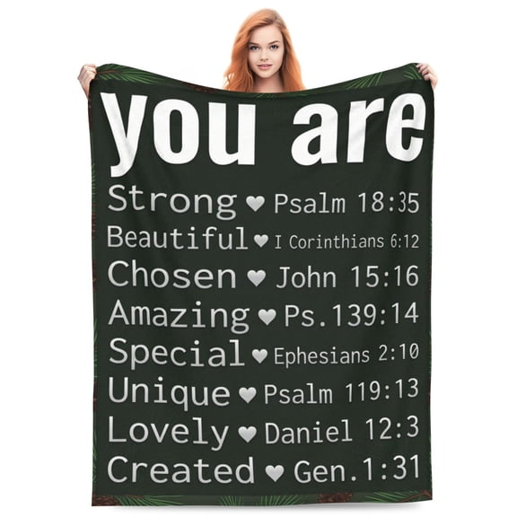 Christian Throw Blanket, Flannel Unique Spiritual Catholic Pattern, Soft Warm Cozy, All Season Blanket 50x40
