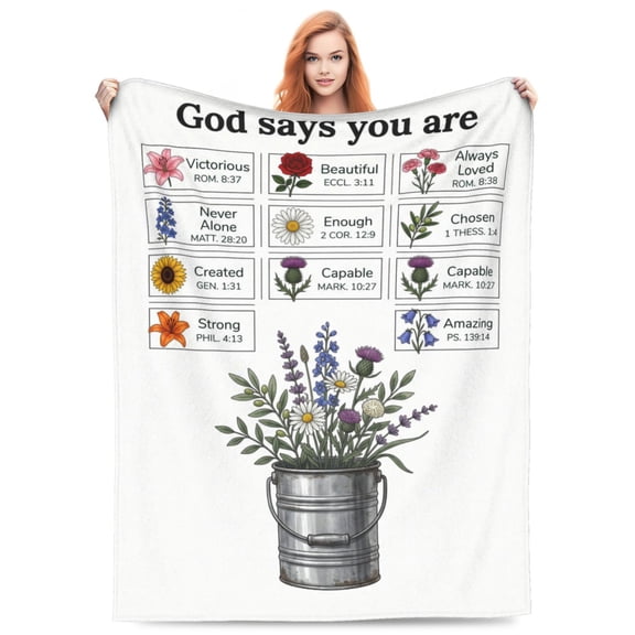 Christian Throw Blanket, Inspirational Bible Verse Design, Religious Faith Pattern, Soft Cozy Blanket for Home 50x40