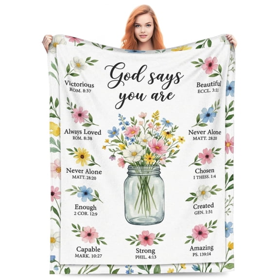 Christian Throw Blanket, Inspirational Bible Verse Design, Religious Faith Pattern, Soft Cozy Blanket for Home 50x40