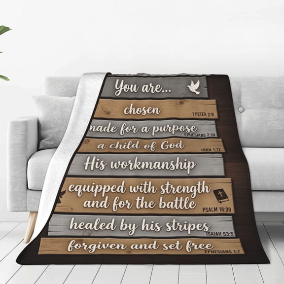 Christian Throw Blanket, Man of God Gift Blanket for Dad, Baptism Birthday Religious Present for Christian Men 50x40
