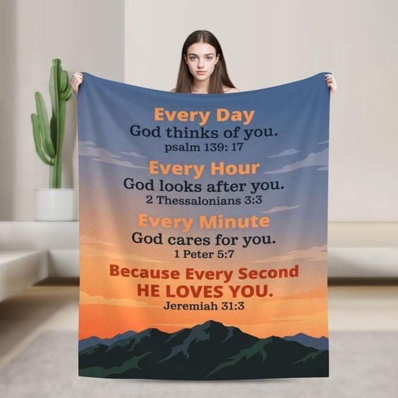 Christian Throw Blanket, Religious Bible Verse and Inspirational Prayer Art, Flannel Throw 50x40
