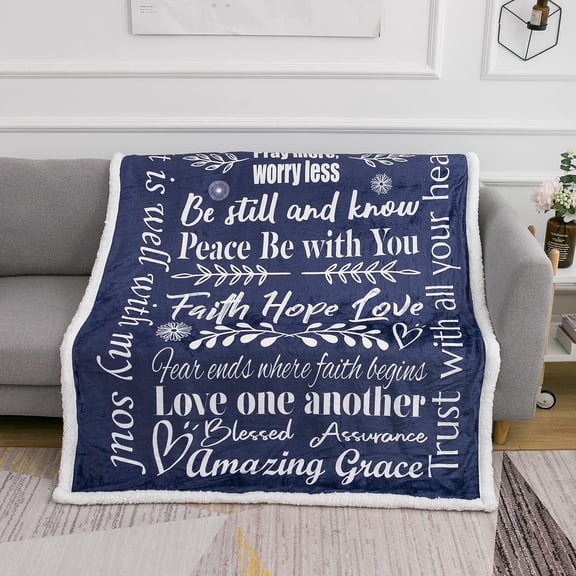Christian Throw Blanket Religious Gifts - Inspirational Fluffy Blankets with Faith Hope Love Messages for Christian Gifts for Women | Snuggly Soft and Cozy Blanket Christian Decor | 50" X 60"