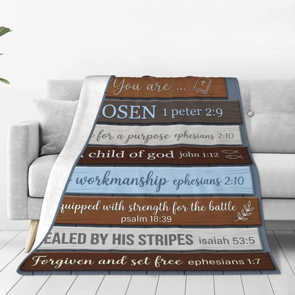 Christian Throw Blanket, Religious Throw Blanket, Bible Faith Design, Soft Flannel Cozy Blanket with Inspirational Christian Message 50x40
