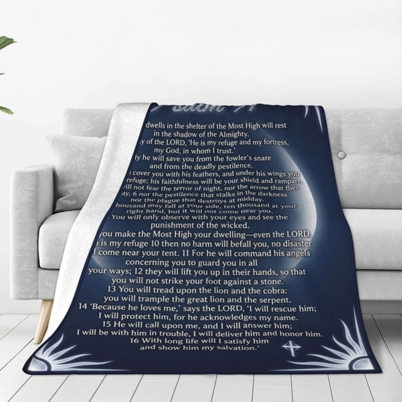 Christian Throw Blanket, Religious Throw Blanket, Psalm 91 Bible Verse Blanket, Inspirational Faith Soft Cozy Throw 50x40