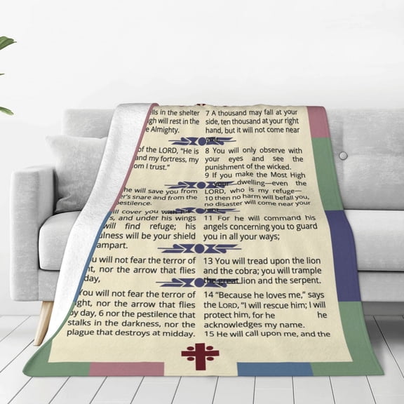 Christian Throw Blanket, Religious Throw Blanket, Psalm 91 Bible Verse Blanket, Inspirational Faith Soft Cozy Throw 50x40