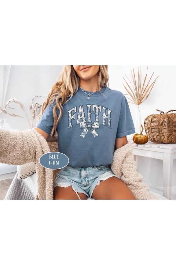 Christian Toile T-Shirt Toile Faith Shirt Religious Mom Coquette Bow Woman Shirt Toile Di Jouy Tee Floral Christian Shirts, F6934