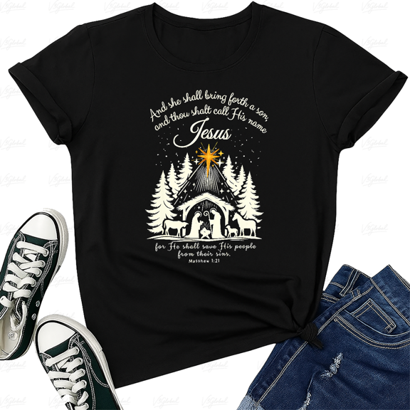 Christian Tree Family Matching Pajama Style Holiday Faith Unisex T-shirt V15584, up to size 5XL