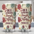 thumbnail image 1 of Christian Tumbler 20oz Strength & Dignity Coffee Tea Cup with Lid for Women Proverb Encouraging Bible Verse Pink Floral, 1 of 6