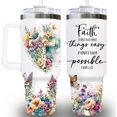 thumbnail image 1 of Christian Tumbler 40Oz With Handle & Straw - Faith Makes Them Possible Inspiration Gift for Women - Bible Verse Religious Coffee Cup For Mom, Friend, Sister, Grandma on Birthday, Mothers Day, 1 of 6