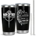 thumbnail image 1 of Christian Tumbler for Men, 20 oz Travel Mug with Straw and Lid, Inspirational Graduation Gift, 1 of 6