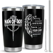 Christian Tumbler for Men, 20 oz Travel Mug with Straw and Lid, Inspirational Graduation Gift
