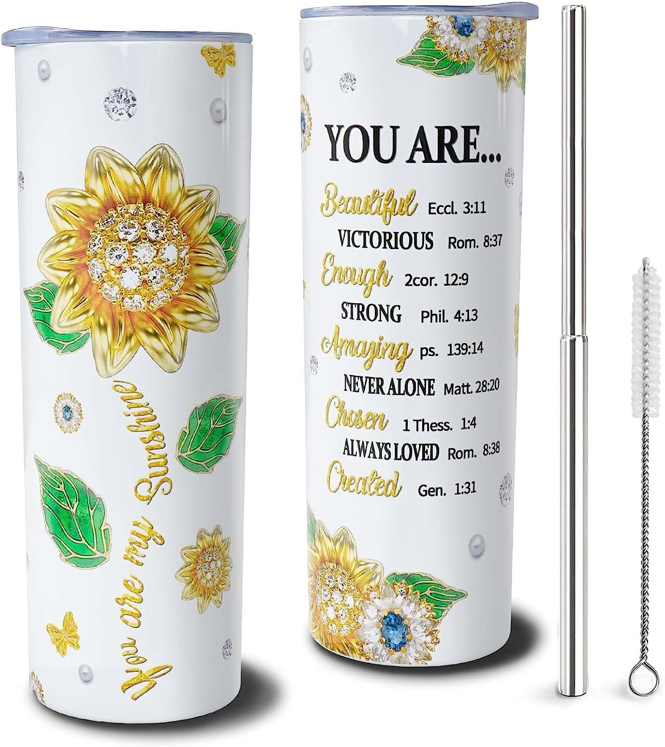 Tumbler With Initial Name Floral Flower Print Coffee Cup 20 Oz You Are  Amazing Gifts For Women Stainless Steel Travel Mug Christian Positive  Affirmation Gift 