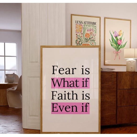 Christian Typography Print Pink Spiritual Wall Art, Unframed Paper Poster 16x20in