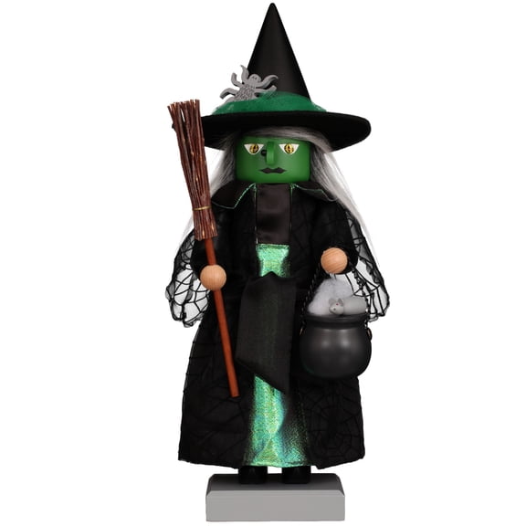 Alexander Taron 20.5 Green Halloween Witch Handmade Wooden Nutcracker