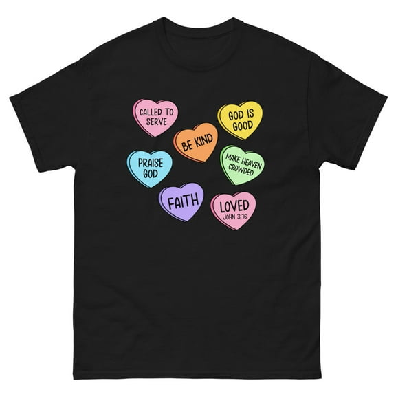 Christian Valentines Day Shirt, Christian Merch, Cute Religious shirt (Black, S)