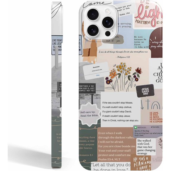 Christian Verses Case Compatible with iPhone 16 Pro Max, Jesus Sayings Quotes Collage, Smooth Tough PC Full Cover Case for iPhone 16 Pro Max