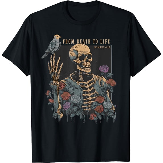 Christian Vintage Gothic Skeleton Bible Quote Romans 6:13 T-Shirt ...