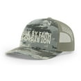 thumbnail image 1 of Christian Walk By Faith Not By Sight Mens Embroidered Mesh Back Trucker Hat, Digi Camo/Light Green, 1 of 4