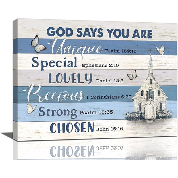 Christian Wall Art Bible Verse Canvas Prints Religious Scriptures Wall Decor Christian Church Pictures Painting Modern Artwork Home Decoration for Bedroom Bathroom Living Room 16"x12"