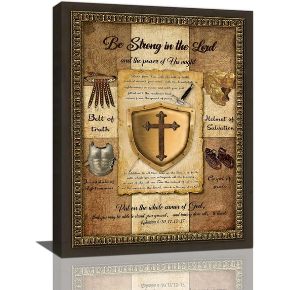 Christian Wall Art Bible Verse Pictures Wall Decor Vintage Sword of Spirit Painting Christian Scripture Religious Canvas Prints Modern Home Artwork Framed for Bathroom Bedroom Living Room 12"x16"