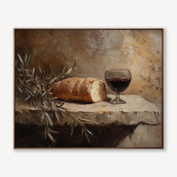 Christian Wall Art Communion Still Life Last Supper Print Modern Christian Art, Unframed Paper Poster 8x10in