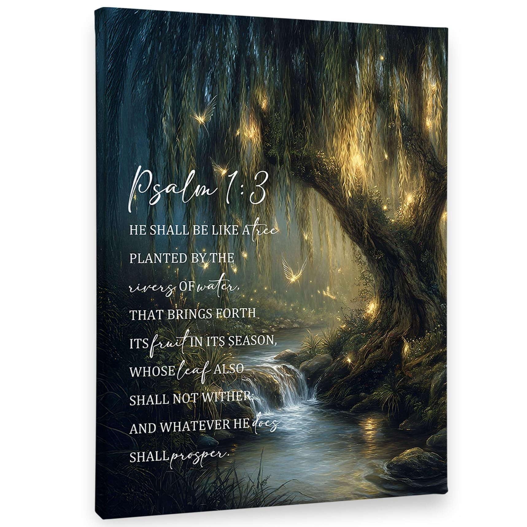 Christian Wall Art Decor Canvas Nature Enchanted Forest Bible Verse ...