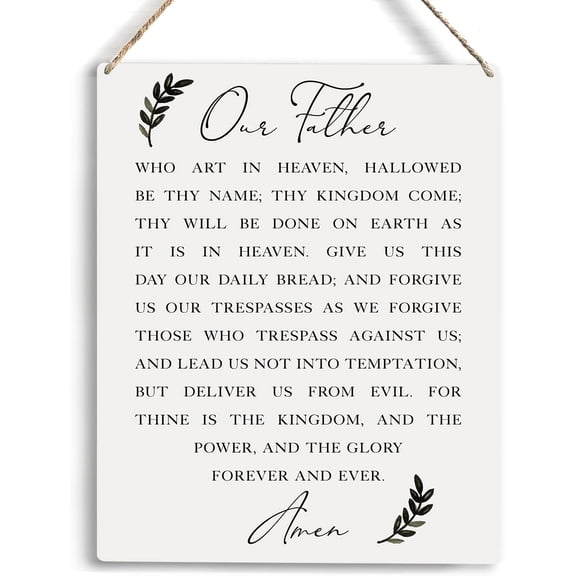 Christian Wall Art Dining Room Decor Our Father Prayer Wooden Hanging Sign Farmhouse Wall Decoration for Home Living Room Bedroom Bible Verse Sign Religious Home Wall Decor 8x10 Inch