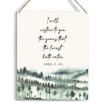 Christian Wall Art I Will Restore To You The Years That The Locust Hath Eaten Joel 2 25 Wall Decor Religious Gifts Christian Bible Verse Wall Art Wooden Hanging Sign 8x10 Inch