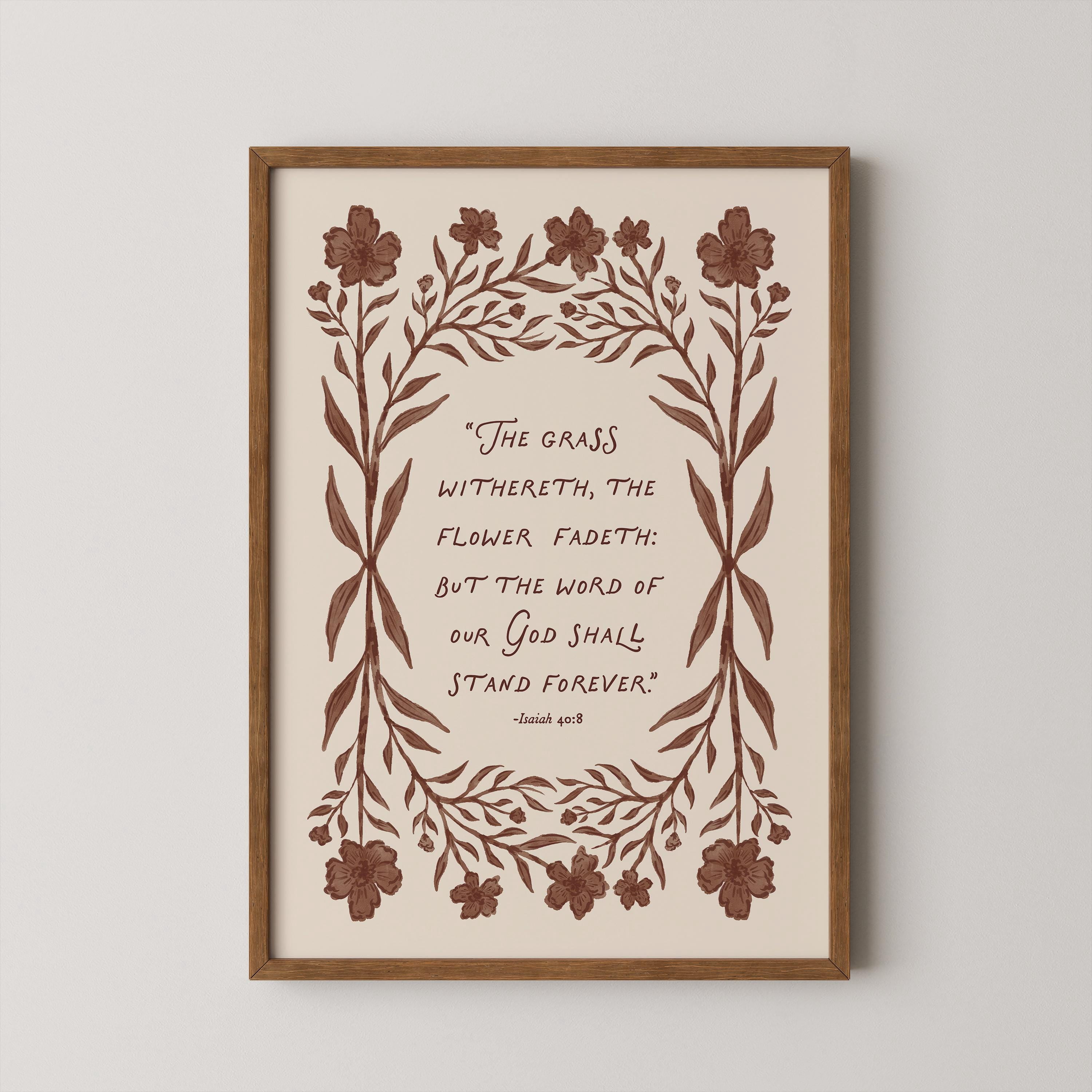 Christian Wall Art Isaiah 408 Scripture Art Floral Bible Verse Folk Art ...