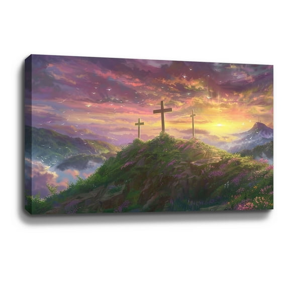 Christian Wall Art Jesus God Canvas Art Cross On The Mountain Painting For Livingroom Decor Office Bedroom Decoration