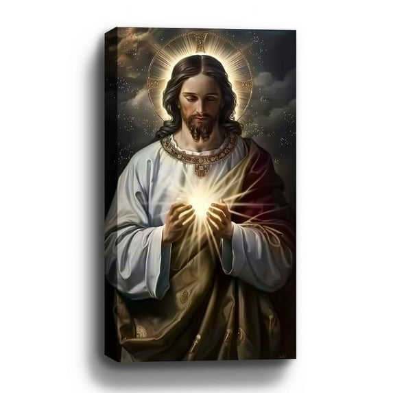 Christian Wall Art Jesus God Canvas Art Prayer To The Sacred Heart Of Jesus Painting For Livingroom Decor Office Bedroom Decoration