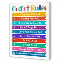 Christian Wall Art for Kids,Bible Scripture Wall Decor,Christian Nursery Wall Art,Sunday School Decorations for Classroom,God's Rules Canvas Wall Decor