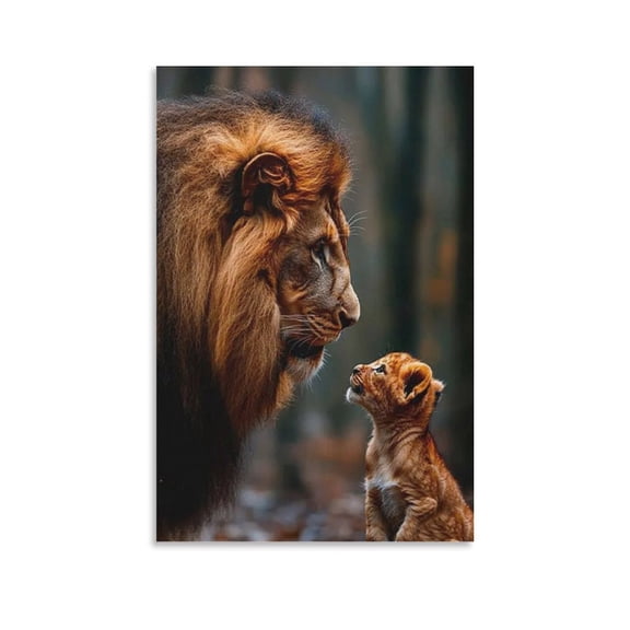 Christian Wall Art Lion of Judah Father And Son Canvas Painting Print Lion Art Poster Artworks Picture Print Poster Wall Art Painting Canvas Gift Decor Home Posters Decorative 12x18inch(30x45cm)