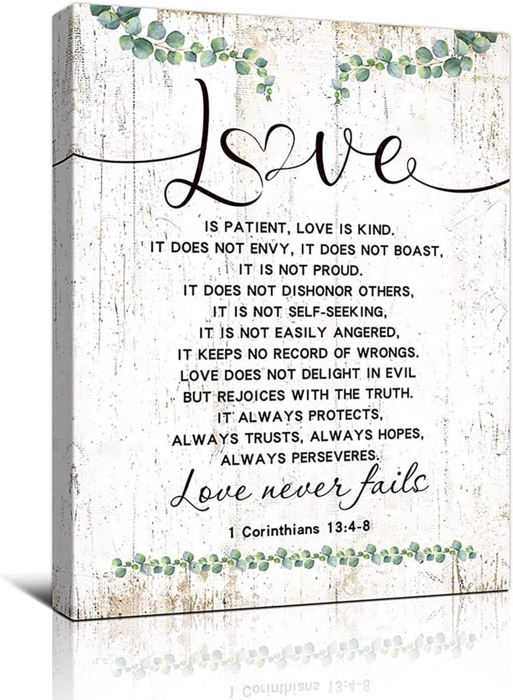 Stampa Su Tela Incorniciata 40x61 Cm – Poster Biblico 'Love Is Patient Love Is Kind' – Decorazione Murale Ispirazionale