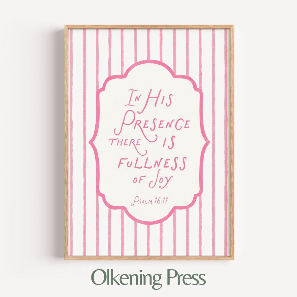 Christian Wall Art Print - Bible Verse Psalm 16:11 Pink and White ...