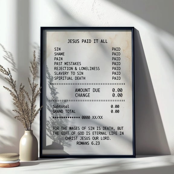 Christian Wall Art Print "Jesus Paid It All" Inspirational Scripture PosterMultiple Poster Wall Art for Decor Present