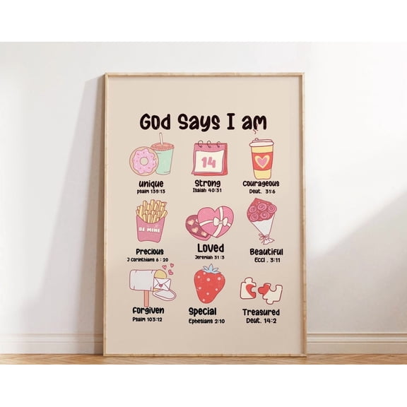 Christian Wall Art Print, Retro Christian Poster, Religious Print, Wall Decor, Art, Christian Gift, God Says Wall Art, Modern Wall Decor, 12x18 UNFRAMED